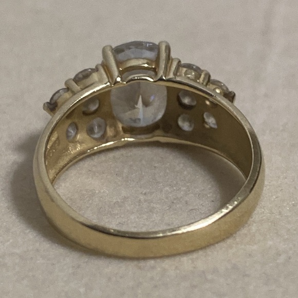 14K Yellow Gold Large CZ Ring - Picture 5 of 16